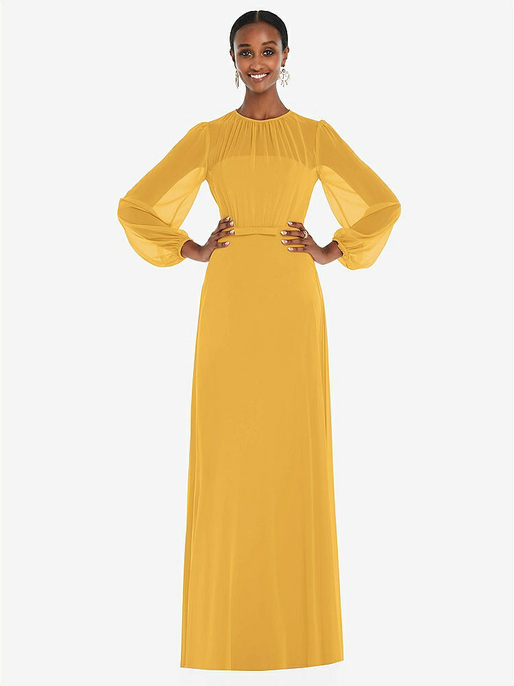 【NEW】【STYLE: 3098】ストラップレス シフォン マキシ ドレス パフ付き スリーブ ブルーソン オーバーレイ 【COLOR: NYC Yellow】【SIZE: 00-30W】