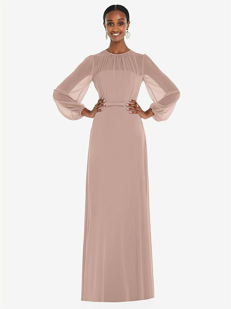 【NEW】【STYLE: 3098】ストラップレス シフォン マキシ ドレス パフ付き スリーブ ブルーソン オーバーレイ 【COLOR: Bliss】【SIZE: 00-30W】