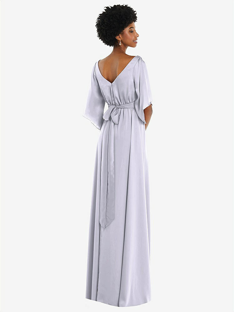 【STYLE: 3102】Asymmetric Bell Sleeve Wrap Maxi Dress with Front Slit【COLOR: Silver Dove】