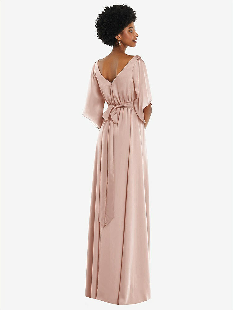【STYLE: 3102】Asymmetric Bell Sleeve Wrap Maxi Dress with Front Slit【COLOR: Toasted Sugar】