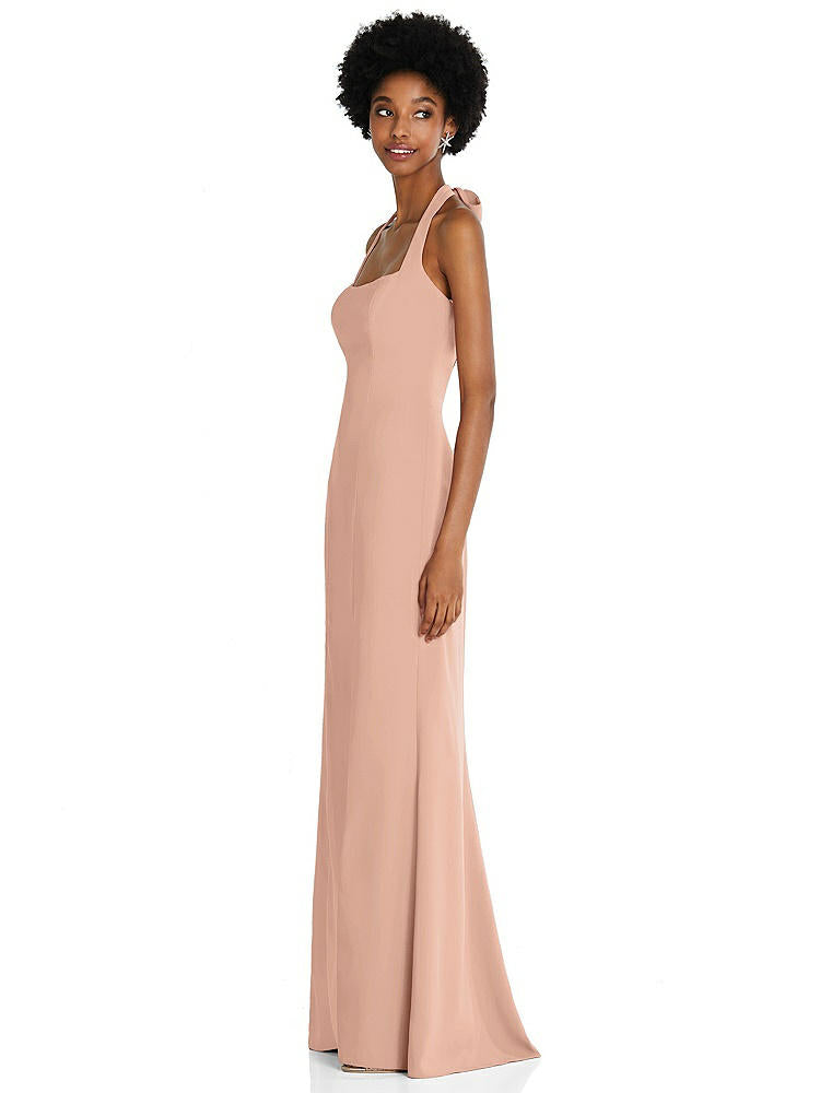 【STYLE: TH088】Tie Halter Open Back Trumpet Gown 【COLOR: Pale Peach】