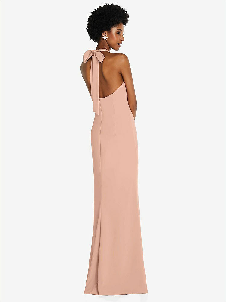 【STYLE: TH088】Tie Halter Open Back Trumpet Gown 【COLOR: Pale Peach】