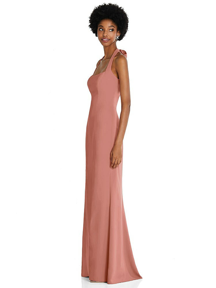 【STYLE: TH088】Tie Halter Open Back Trumpet Gown 【COLOR: Desert Rose】