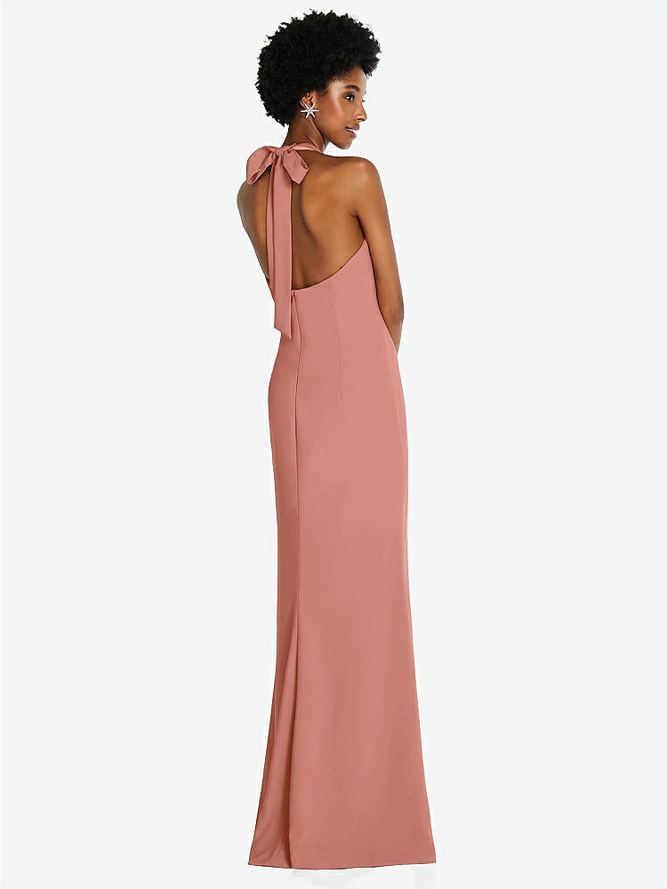 【STYLE: TH088】Tie Halter Open Back Trumpet Gown 【COLOR: Desert Rose】