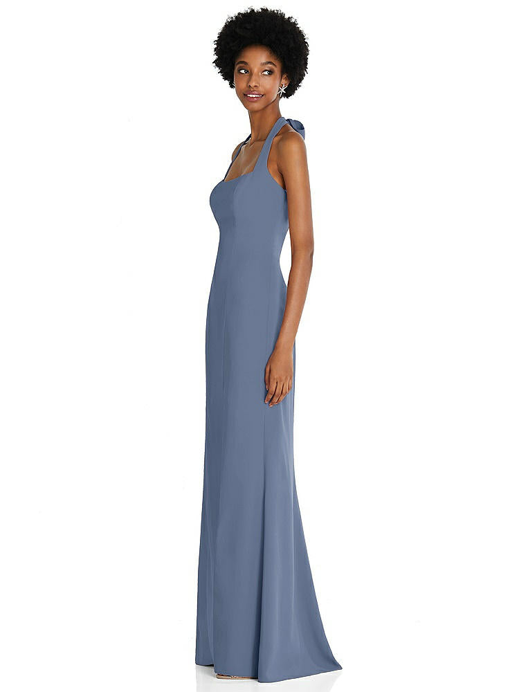 【STYLE: TH088】Tie Halter Open Back Trumpet Gown 【COLOR: Larkspur Blue】