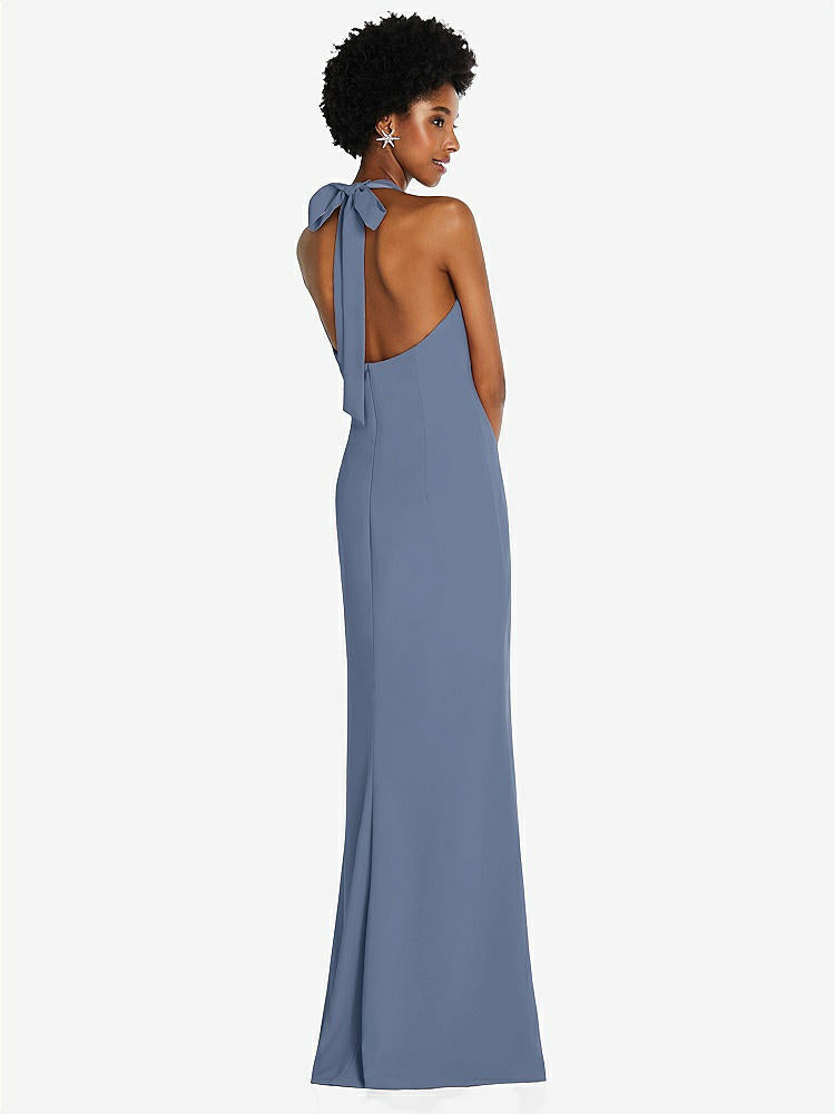 【STYLE: TH088】Tie Halter Open Back Trumpet Gown 【COLOR: Larkspur Blue】