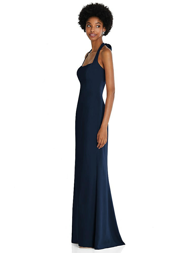 【STYLE: TH088】Tie Halter Open Back Trumpet Gown 【COLOR: Midnight Navy】