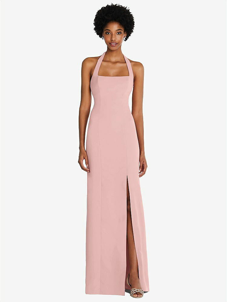 【STYLE: TH088】Tie Halter Open Back Trumpet Gown 【COLOR: Rose - PANTONE Rose Quartz】