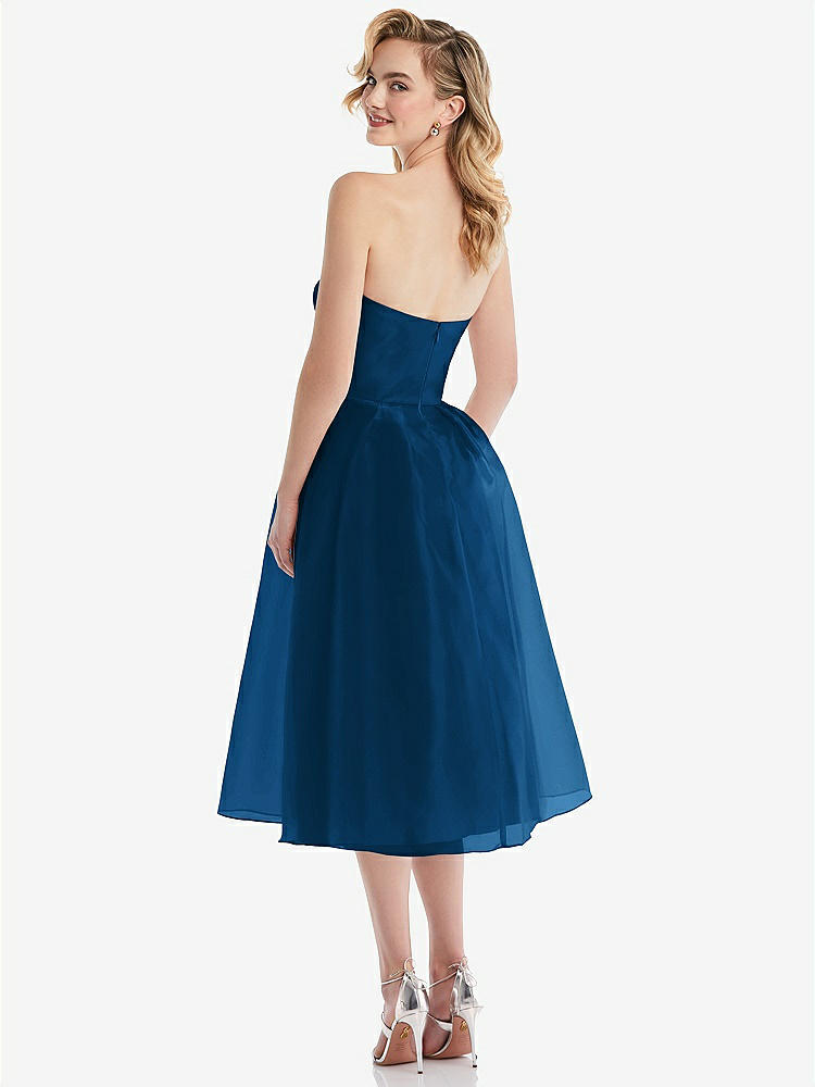 【STYLE: D834】Strapless Pleated Skirt Organdy Midi Dress【COLOR: Comet】