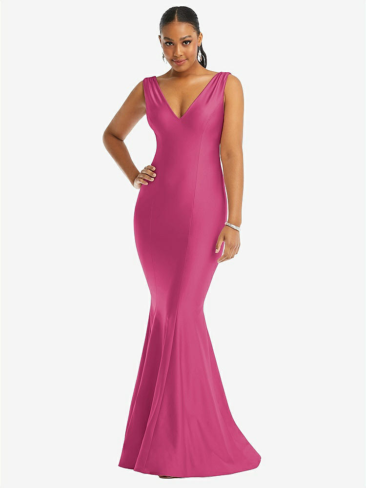 【STYLE: CS100】Shirred Shoulder Stretch Satin Mermaid Dress with Slight Train【COLOR: Tea Rose】