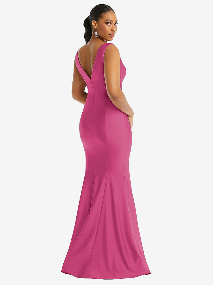 【STYLE: CS100】Shirred Shoulder Stretch Satin Mermaid Dress with Slight Train【COLOR: Tea Rose】