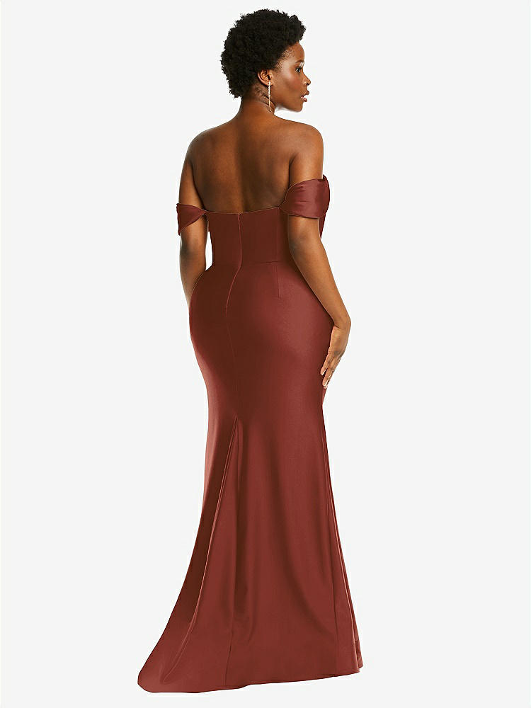 【STYLE: CS101】Off-the-Shoulder Corset Stretch Satin Mermaid Dress with Slight Train【COLOR: Auburn Moon】