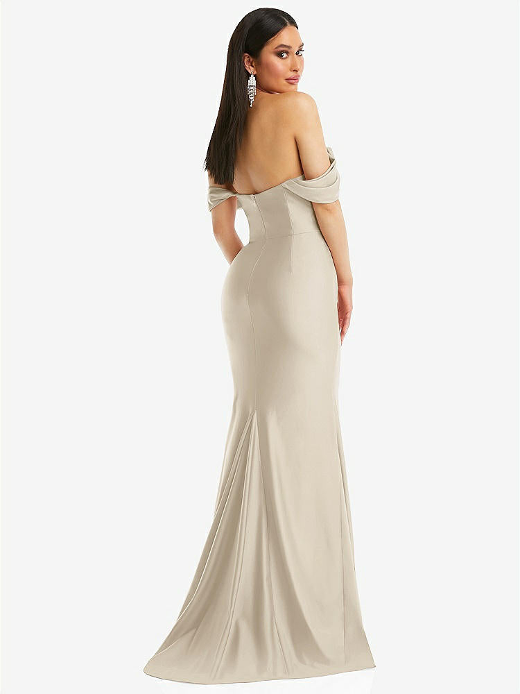 【STYLE: CS101】Off-the-Shoulder Corset Stretch Satin Mermaid Dress with Slight Train【COLOR: Champagne】