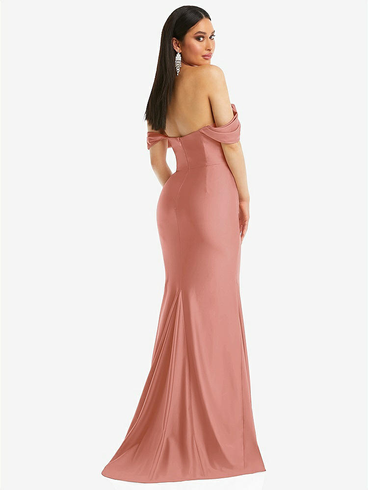 【STYLE: CS101】Off-the-Shoulder Corset Stretch Satin Mermaid Dress with Slight Train【COLOR: Desert Rose】