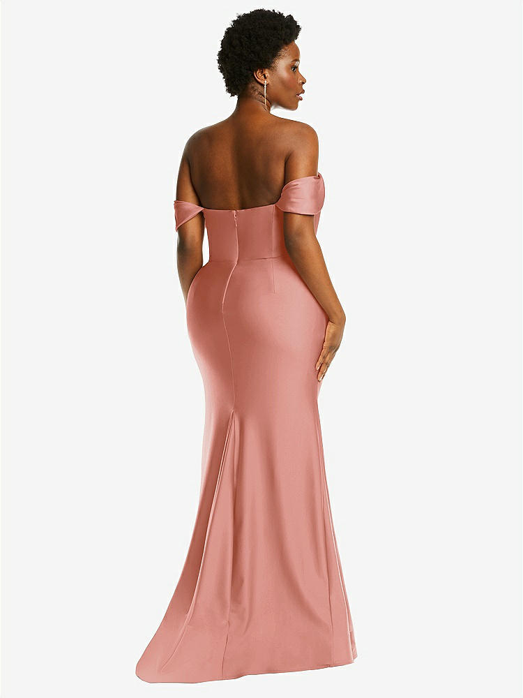 【STYLE: CS101】Off-the-Shoulder Corset Stretch Satin Mermaid Dress with Slight Train【COLOR: Desert Rose】