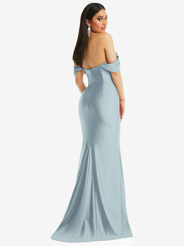 【STYLE: CS101】Off-the-Shoulder Corset Stretch Satin Mermaid Dress with Slight Train【COLOR: Mist】