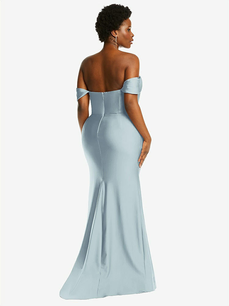 【STYLE: CS101】Off-the-Shoulder Corset Stretch Satin Mermaid Dress with Slight Train【COLOR: Mist】
