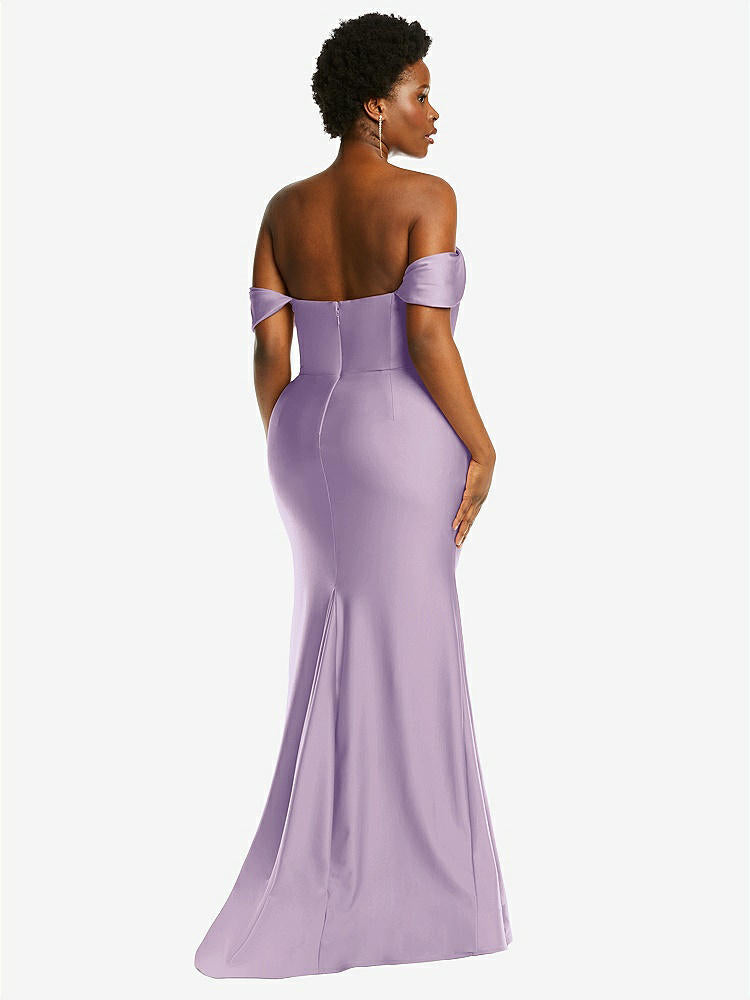 【STYLE: CS101】Off-the-Shoulder Corset Stretch Satin Mermaid Dress with Slight Train【COLOR: Pale Purple】