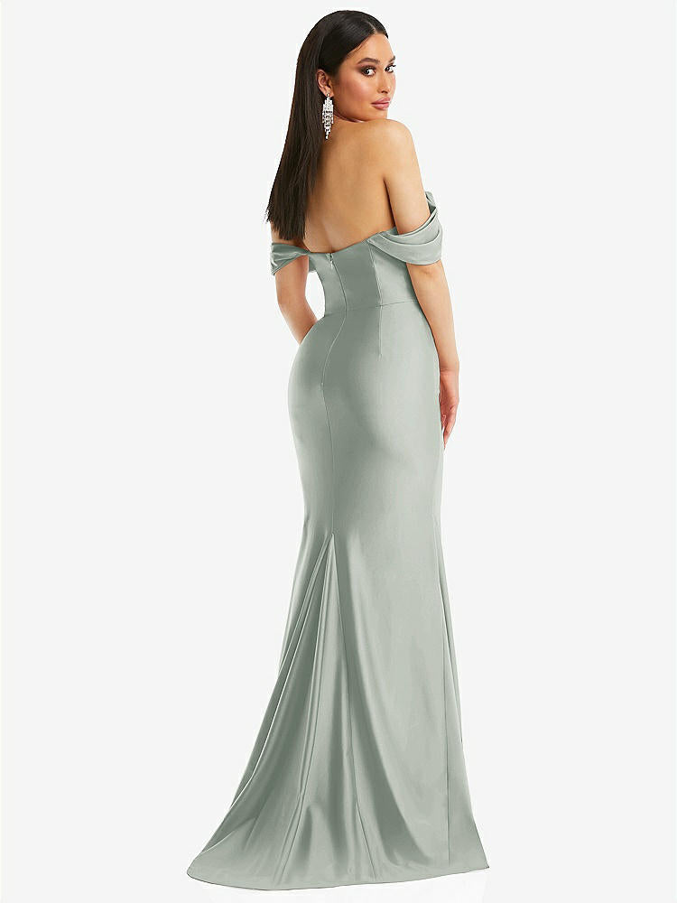 【STYLE: CS101】Off-the-Shoulder Corset Stretch Satin Mermaid Dress with Slight Train【COLOR: Willow Green】