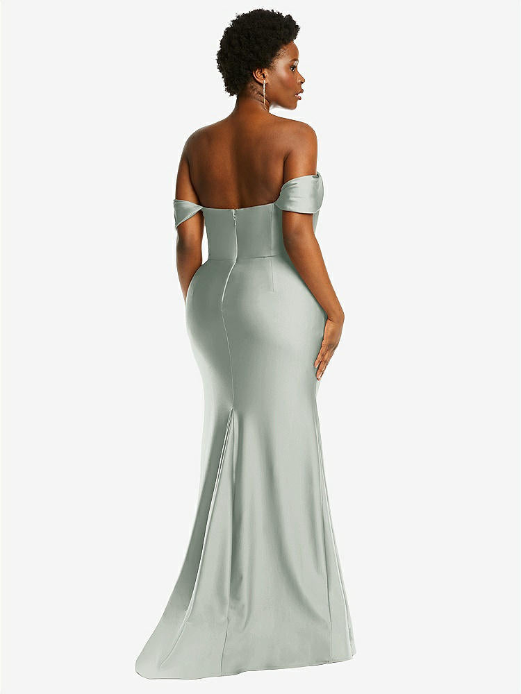 【STYLE: CS101】Off-the-Shoulder Corset Stretch Satin Mermaid Dress with Slight Train【COLOR: Willow Green】