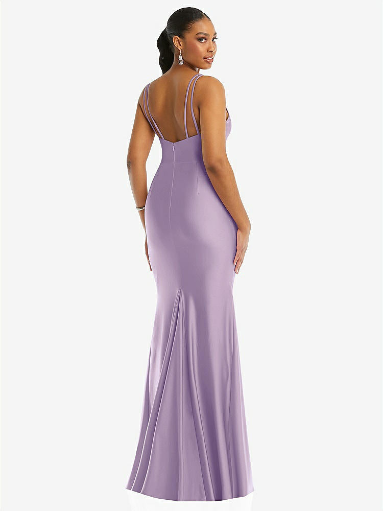 【STYLE: CS103】Deep V-Neck Stretch Satin Mermaid Dress with Slight Train【COLOR: Pale Purple】