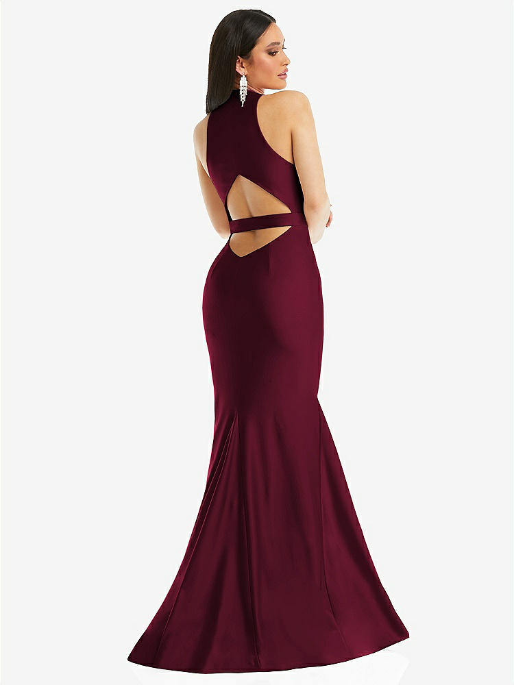 【NEW】【STYLE: CS106】プランジ ネックライン カットアウト 低 背面 ストレッチ サテン 人魚 ドレス【COLOR: Cabernet】【SIZE: 00-30W】