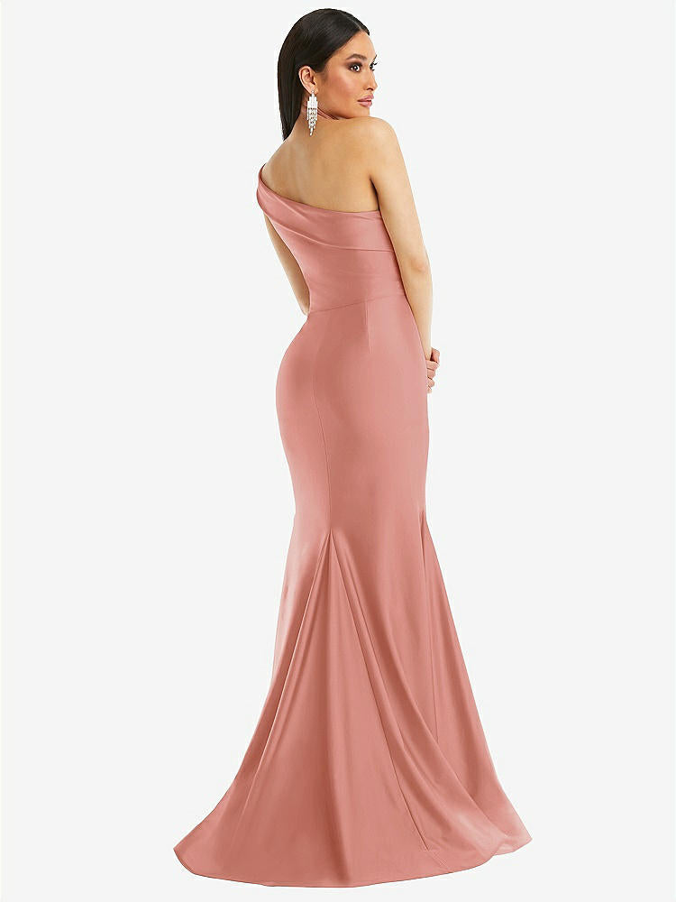 【STYLE: CS107】One-Shoulder Bias-Cuff Stretch Satin Mermaid Dress with Slight Train【COLOR: Desert Rose】