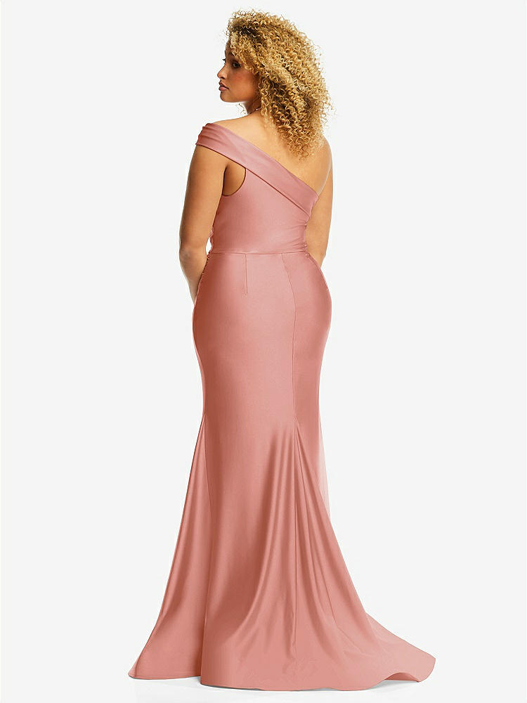 【STYLE: CS107】One-Shoulder Bias-Cuff Stretch Satin Mermaid Dress with Slight Train【COLOR: Desert Rose】