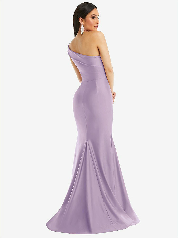 【STYLE: CS107】One-Shoulder Bias-Cuff Stretch Satin Mermaid Dress with Slight Train【COLOR: Pale Purple】