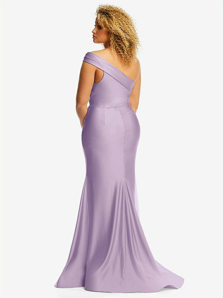 【STYLE: CS107】One-Shoulder Bias-Cuff Stretch Satin Mermaid Dress with Slight Train【COLOR: Pale Purple】