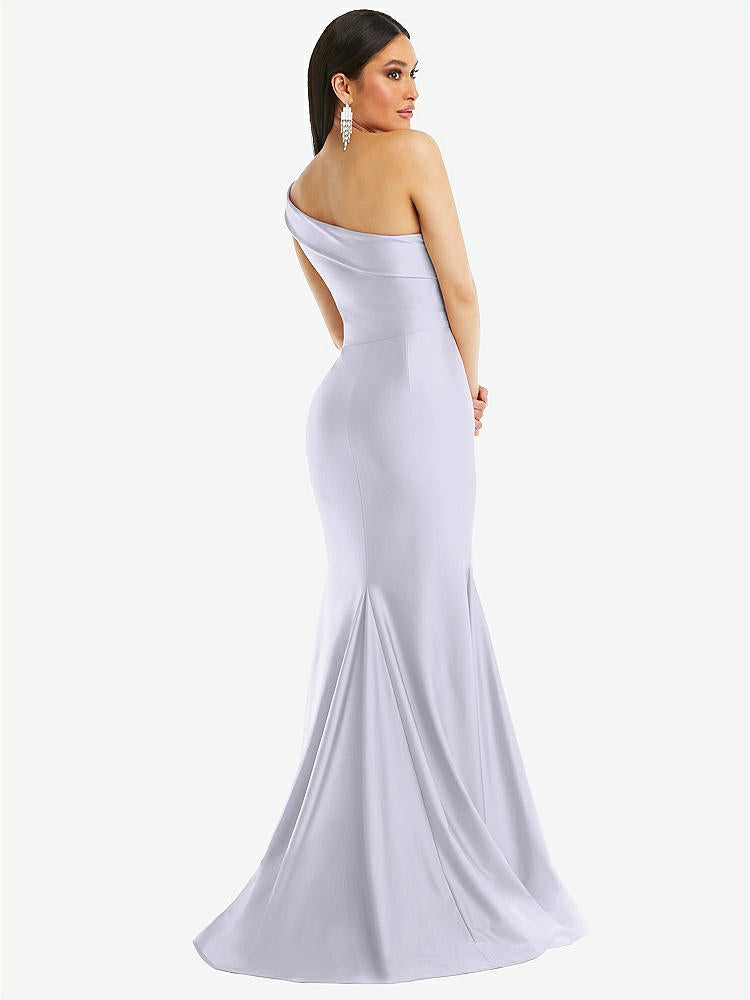 【STYLE: CS107】One-Shoulder Bias-Cuff Stretch Satin Mermaid Dress with Slight Train【COLOR: Silver Dove】