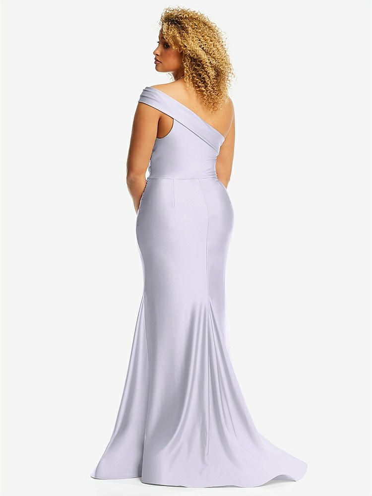 【STYLE: CS107】One-Shoulder Bias-Cuff Stretch Satin Mermaid Dress with Slight Train【COLOR: Silver Dove】