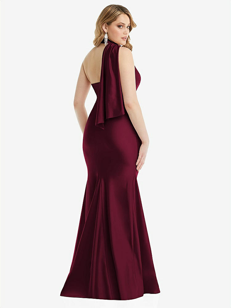 【NEW】【STYLE: CS109】スカーフ 首 ワンショルダー ストレッチ サテン 人魚 ドレス わずかな 電車【COLOR: Cabernet】【SIZE: 00-30W】