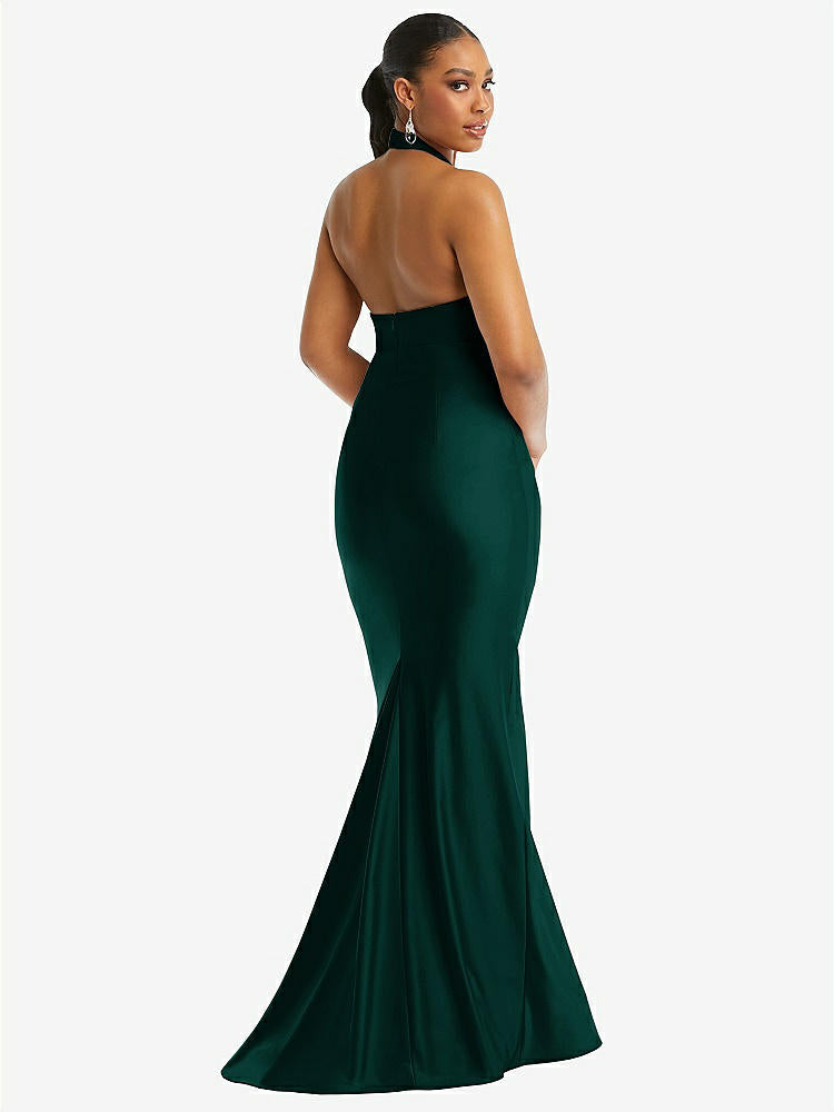 【NEW】【STYLE: CS112】クロス クロス ホルター オープンバック ストレッチ サテン 人魚 ドレス【COLOR: Evergreen】【SIZE: 00-30W】