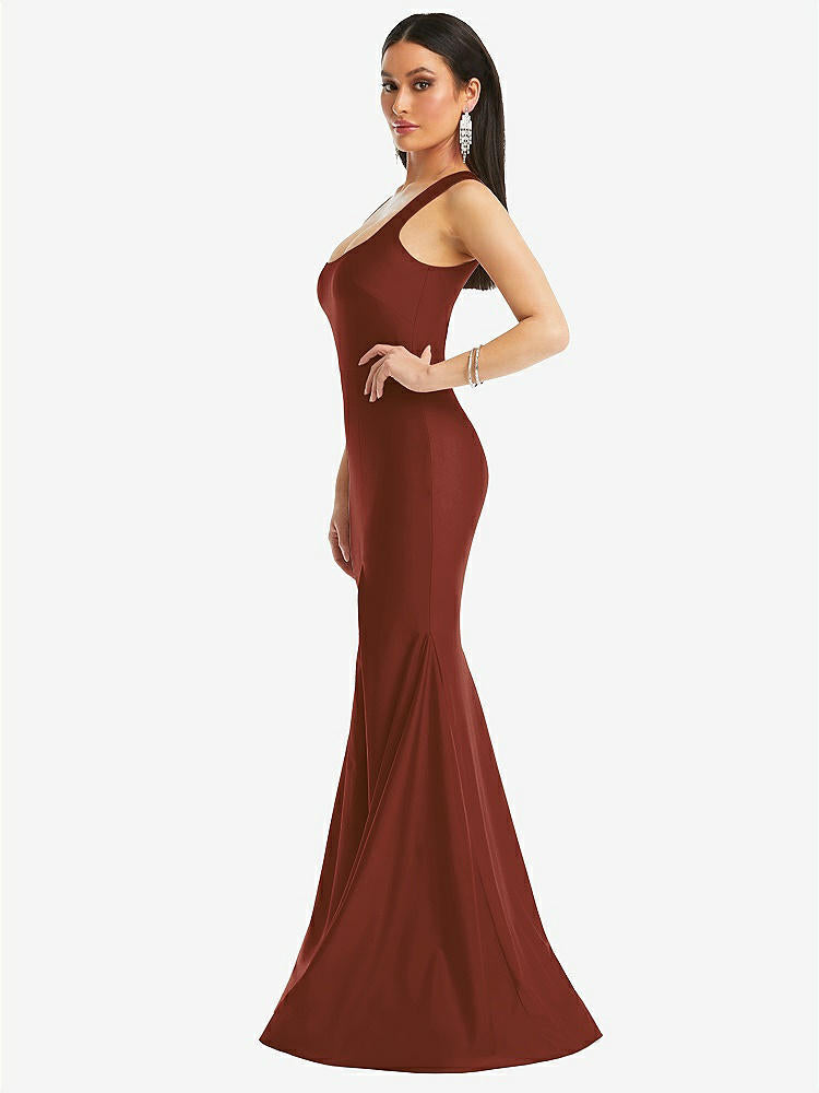 【STYLE: CS113】Square Neck Stretch Satin Mermaid Dress with Slight Train【COLOR: Auburn Moon】