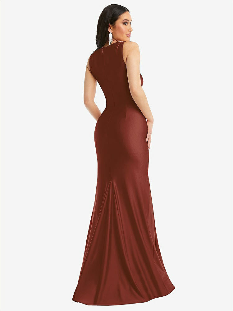 【STYLE: CS113】Square Neck Stretch Satin Mermaid Dress with Slight Train【COLOR: Auburn Moon】