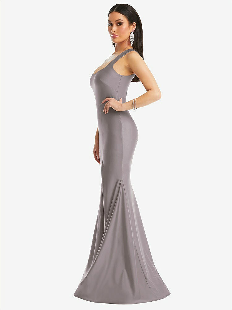 【NEW】【STYLE: CS113】正方形 首 ストレッチ サテン 人魚 ドレス わずかな 電車【COLOR: Cashmere Gray】【SIZE: 00-30W】