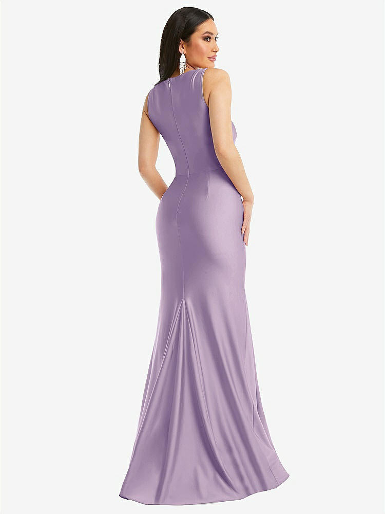【NEW】【STYLE: CS113】正方形 首 ストレッチ サテン 人魚 ドレス わずかな 電車【COLOR: Pale Purple】【SIZE: 00-30W】