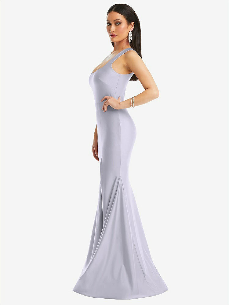 【STYLE: CS113】Square Neck Stretch Satin Mermaid Dress with Slight Train【COLOR: Silver Dove】
