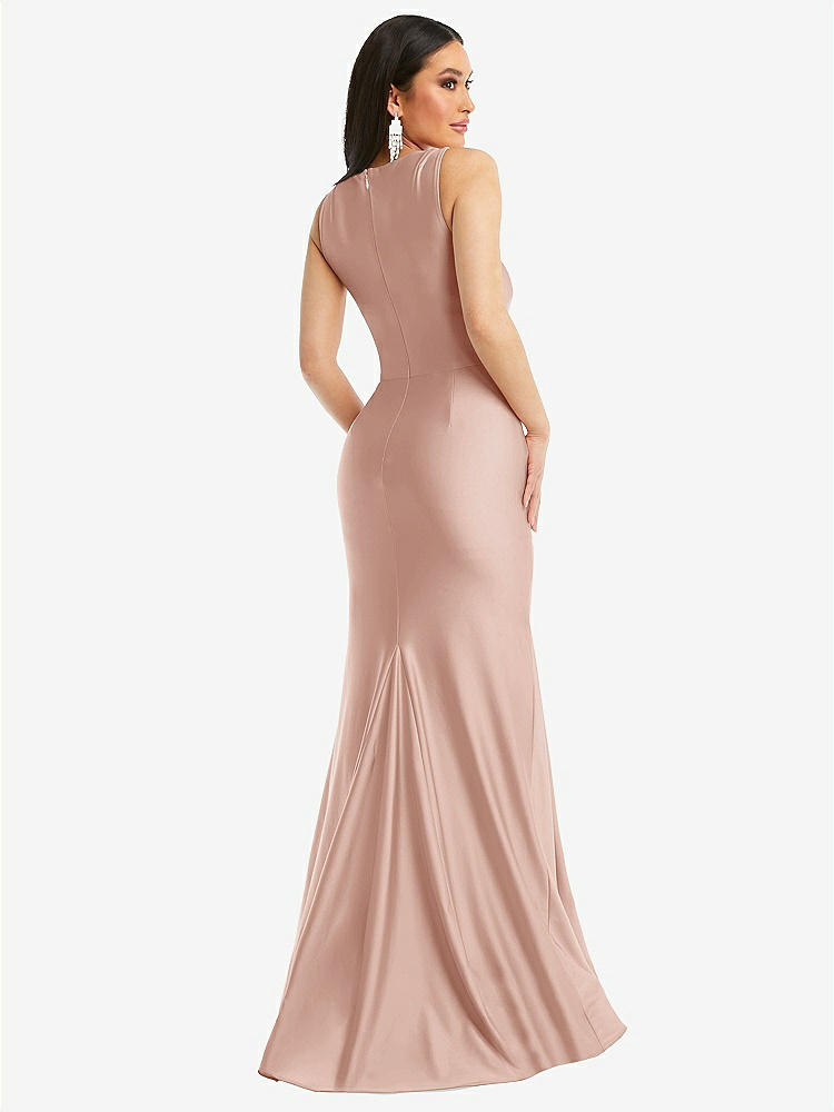【STYLE: CS113】Square Neck Stretch Satin Mermaid Dress with Slight Train【COLOR: Toasted Sugar】