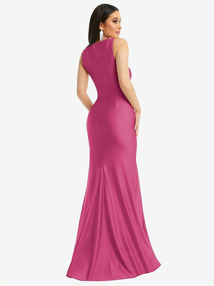 【STYLE: CS113】Square Neck Stretch Satin Mermaid Dress with Slight Train【COLOR: Tea Rose】