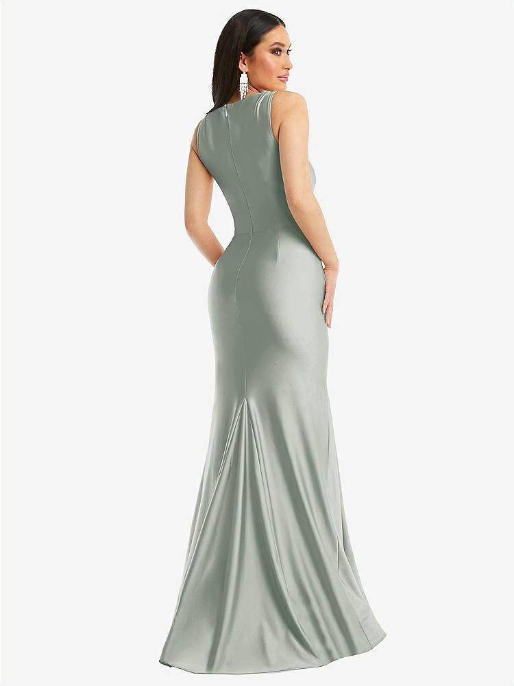 【STYLE: CS113】Square Neck Stretch Satin Mermaid Dress with Slight Train【COLOR: Willow Green】