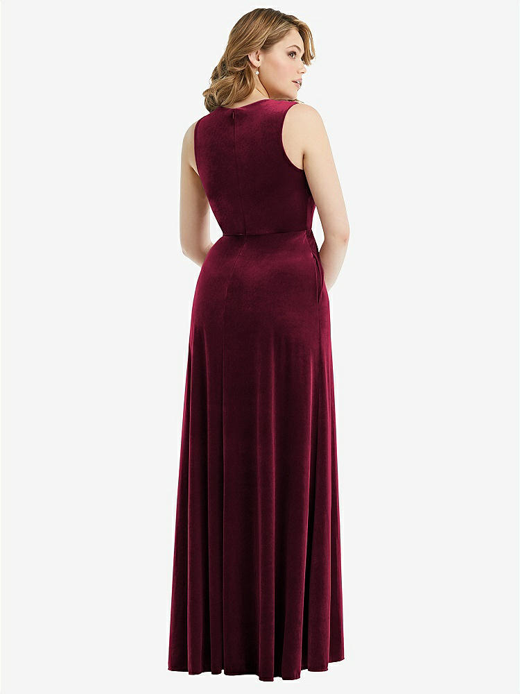 【NEW】【STYLE: 6871】ディープ V-Neveless Velvet Maxi ドレス ポケット付き【COLOR: Cabernet】【SIZE: 00-30W】
