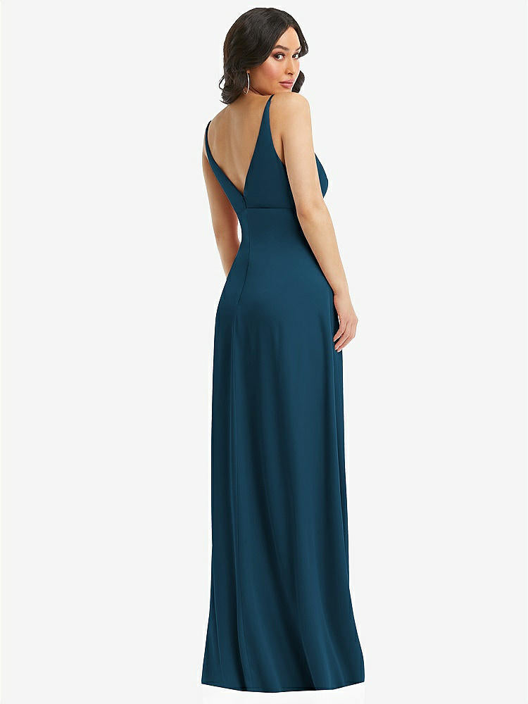 【STYLE: 6869】Skinny Strap Plunge Neckline Maxi Dress with Bow Detail【COLOR: Atlantic Blue】