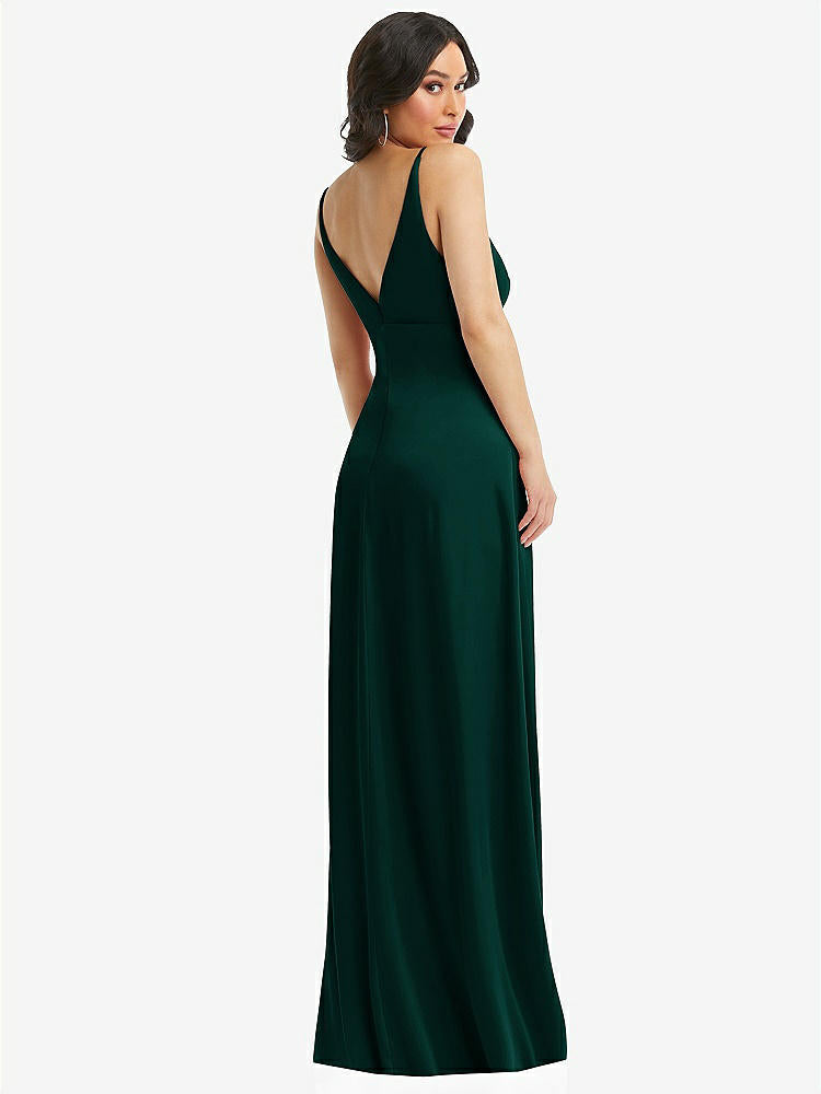 【STYLE: 6869】Skinny Strap Plunge Neckline Maxi Dress with Bow Detail【COLOR: Evergreen】