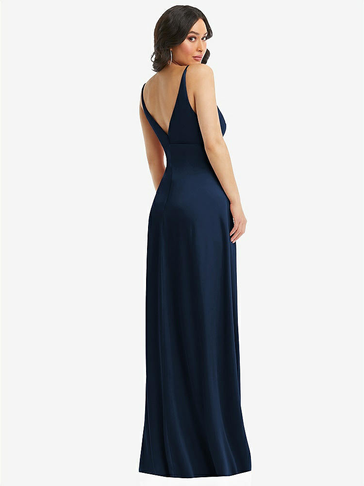 【STYLE: 6869】Skinny Strap Plunge Neckline Maxi Dress with Bow Detail【COLOR: Midnight Navy】
