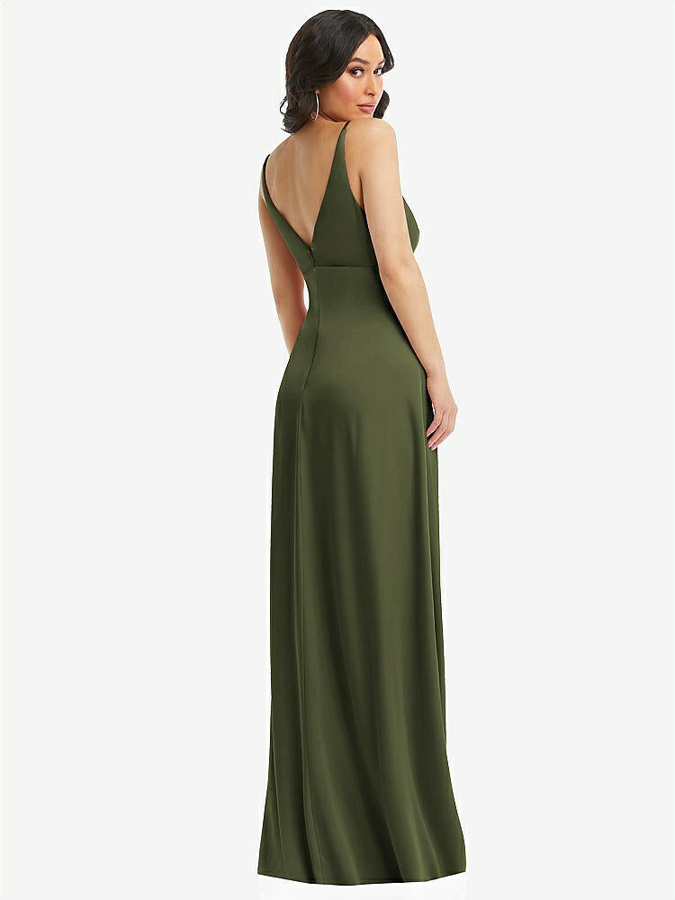 【STYLE: 6869】Skinny Strap Plunge Neckline Maxi Dress with Bow Detail【COLOR: Olive Green】