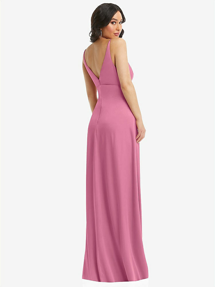 【STYLE: 6869】Skinny Strap Plunge Neckline Maxi Dress with Bow Detail【COLOR: Orchid Pink】