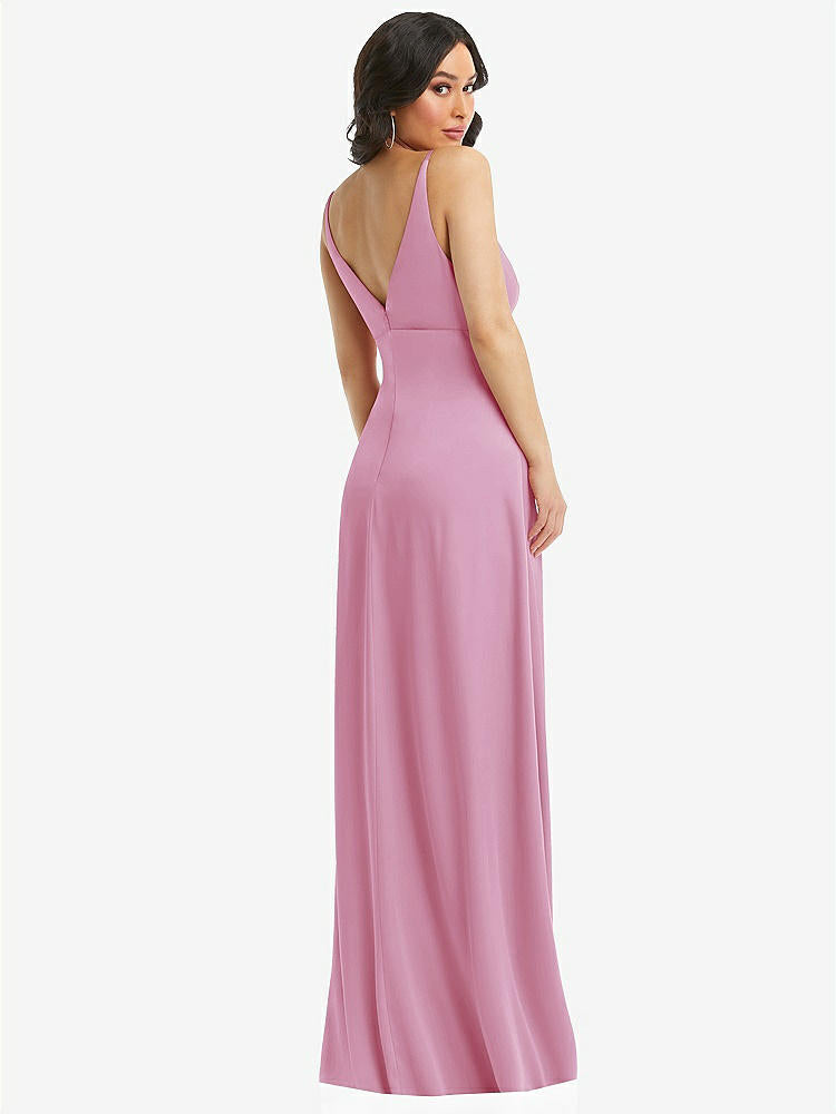【STYLE: 6869】Skinny Strap Plunge Neckline Maxi Dress with Bow Detail【COLOR: Powder Pink】