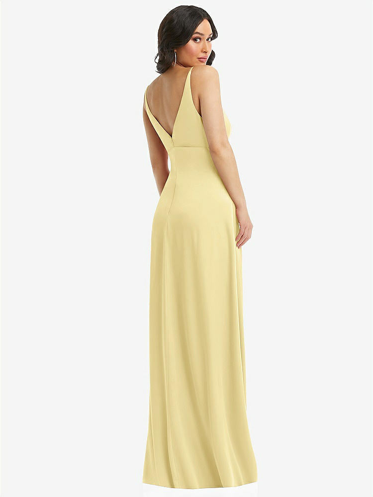 【STYLE: 6869】Skinny Strap Plunge Neckline Maxi Dress with Bow Detail【COLOR: Pale Yellow】